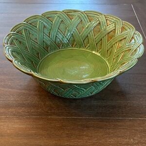 Fratelli Coli Green Woven Ceramic Bowl Made in Italy